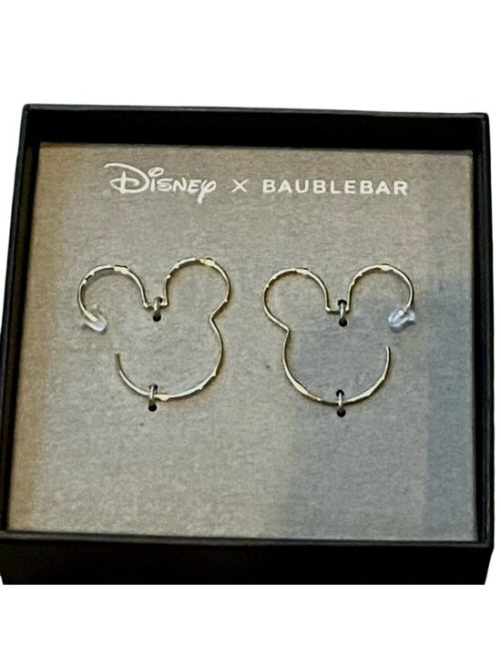 BaubleBar Jewelry - New Disney x BaubleBar Gold Mickey Mouse Outline Hoop Earrings New in Box